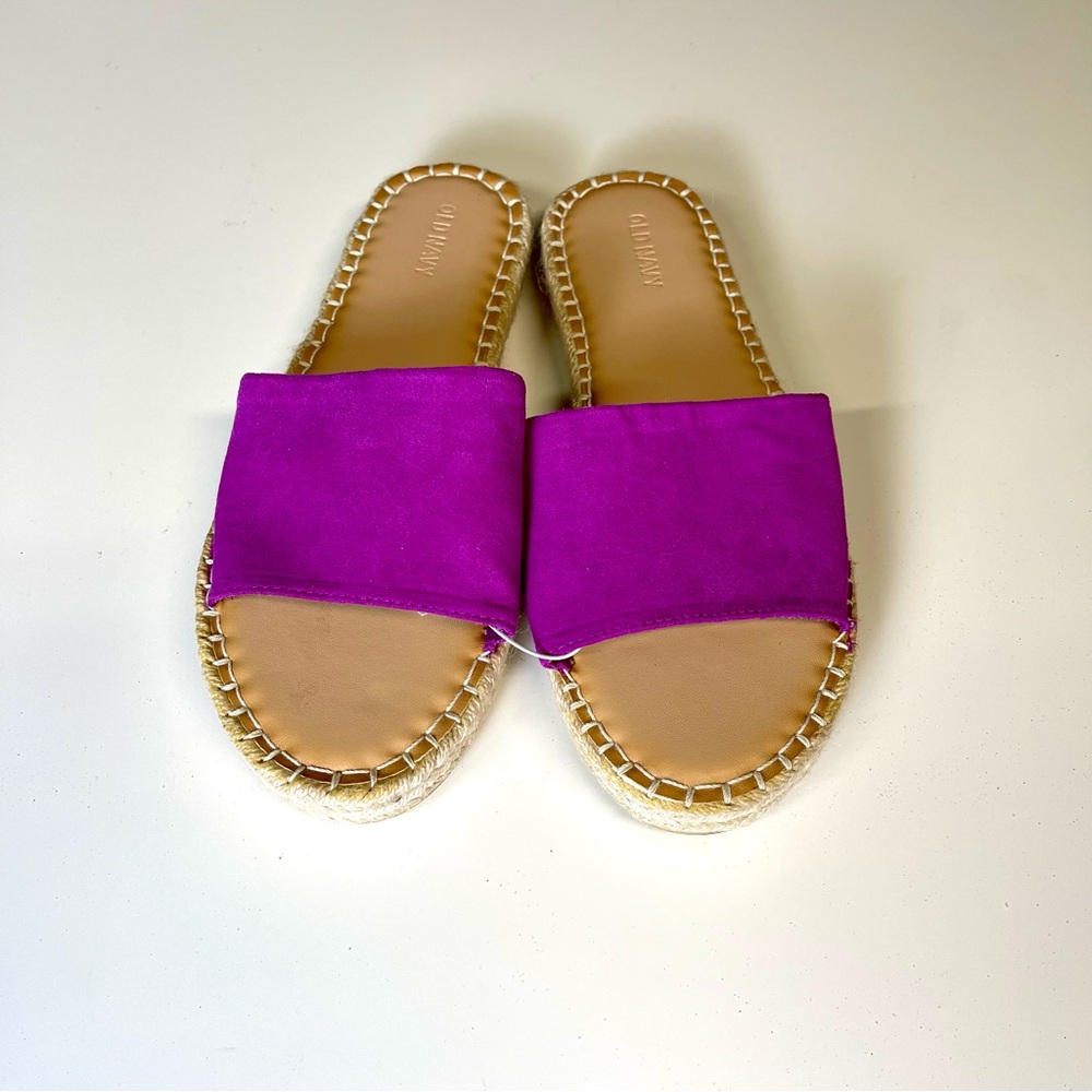 Fuchsia Faux Suede Espadrille Slides Womens Size 9 Summer Sandals NWT - Picture 5 of 7